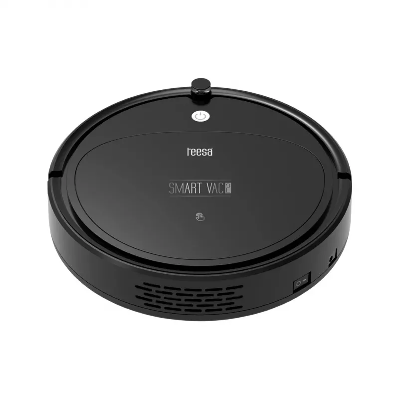 Robot odkurzający TEESA Smart VAC 2 — okrągły, czarny, siła ssania 1000 Pa, bateria litowa 9,6 V/2000 mAh, pojemnik na kurz 0,2 l, Wi‑Fi, automatyczny powrót