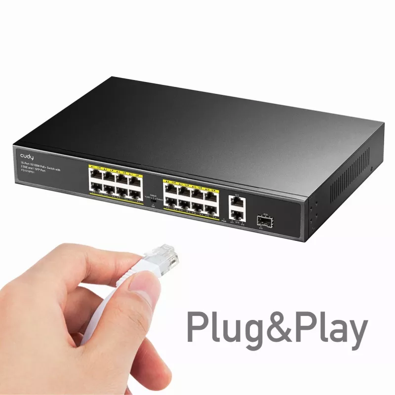 Przełącznik sieciowy Cudy FS1018PS1, 18 portów Fast Ethernet PoE