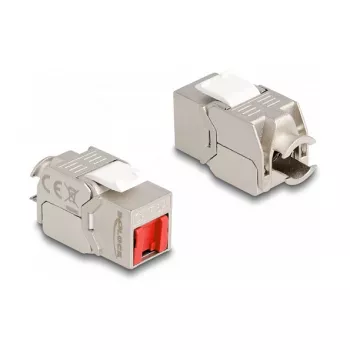 DeLOCK Moduł Keystone gniazdo RJ45 do LSA Kat.6A bez użycia narzędzi z czerwoną osłoną przeciwkurzową