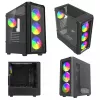 Obudowa PC Cube SAVIO Noctis Glass RGB — Czarny, ATX/Micro-ATX, 210×410×450 mm, 3×120 mm wentylatory z przodu
