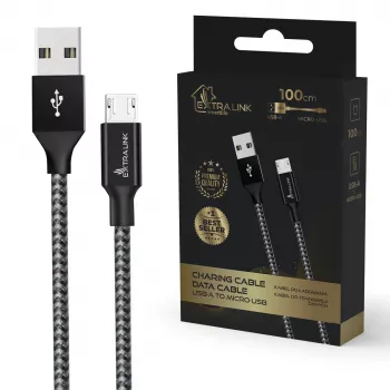 Kabel do ładowania Extralink Smart Life 15W USB-A na microUSB 100 cm PVC 5V 2.4A czarny