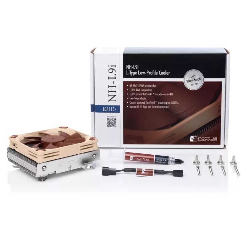 Chłodzenie procesora Noctua NH-L9i 9,2 cm Beżowy, Brązowy, Srebrny