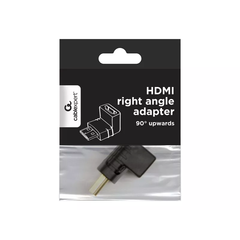 Zmieniacz płci HDMI GEMBIRD A-HDMI90-FML, HDMI na HDMI, adapter kątowy 90°, czarny