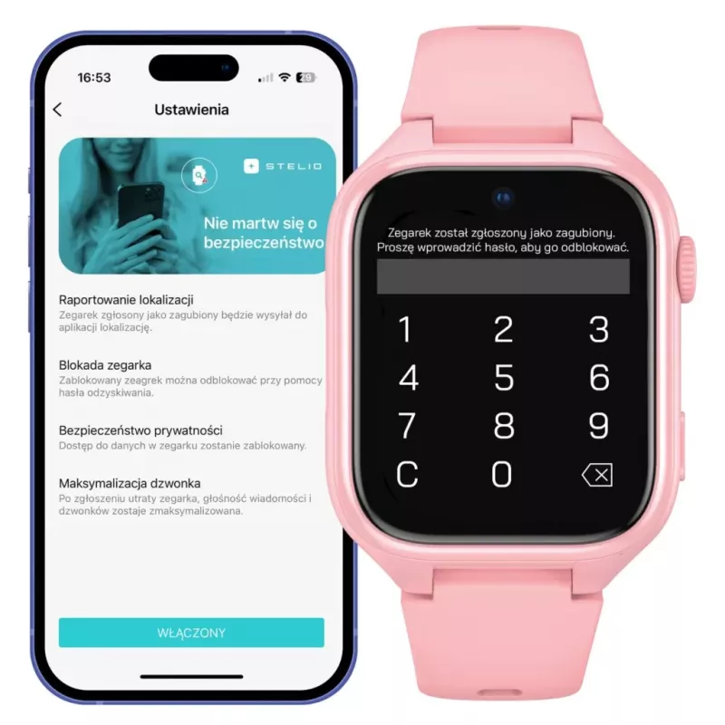 Smartwatch Stelio Junior Pro AI 4G ST-SWJ102-PK — dziecięcy zegarek 4G, różowy