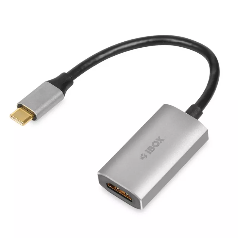 adapter kablowya IBOX USB-C na HDMI, model IACFAK, USB-C (męski) na HDMI (żeński), 4K 60Hz, proste złącza, srebrny