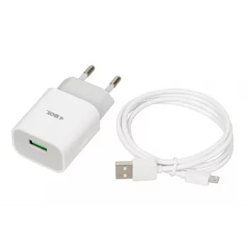 Ładowarka sieciowa iBOX C-41 USB 2A, 1 port USB, kabel microUSB, biała