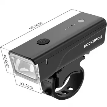 Lampka rowerowa Rockbros + kabel USB-C - USB-A 260 lm Czarny