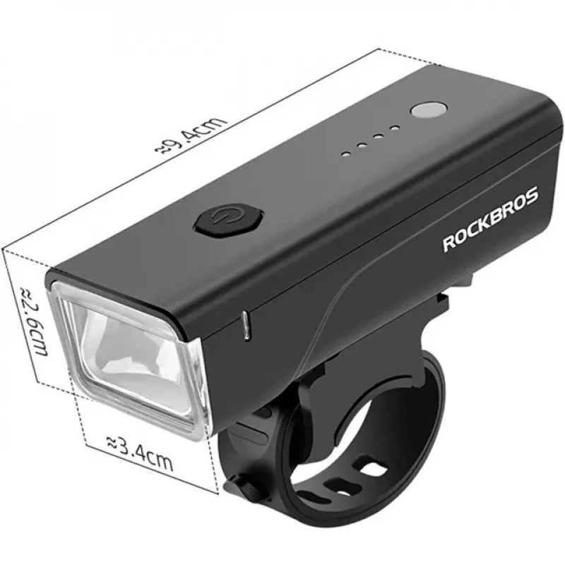 Lampka rowerowa Rockbros + kabel USB-C - USB-A 260 lm Czarny