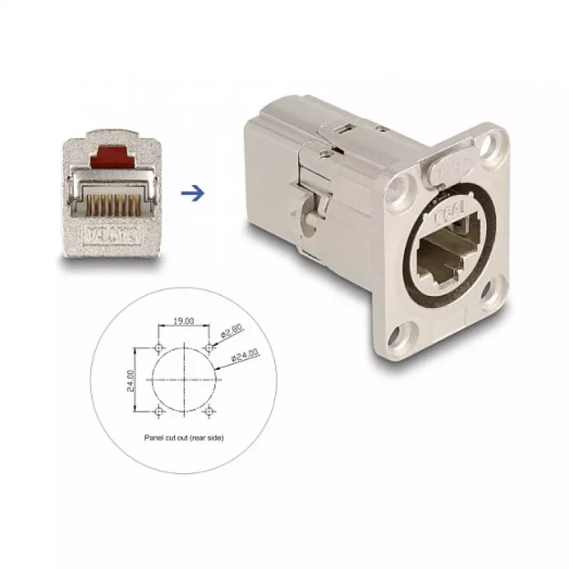 DeLOCK 67062 D-Type RJ45 Cat.6A STP wbudowany łącznik, metal