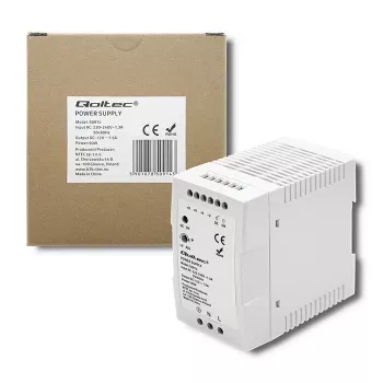 Zasilacz na szynę DIN Qoltec 50914 | 90 W | 12 V | 7,5 A | Biały | cienki