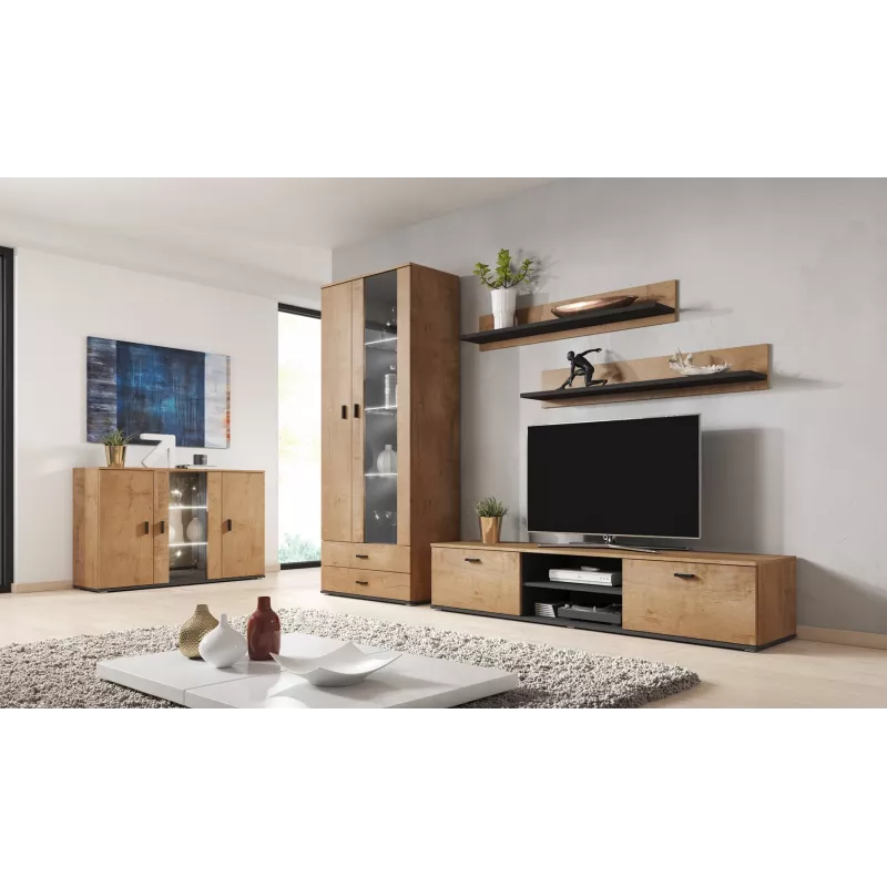Cama set of two shelves 125cm SOHO lefkas oak/Czarny