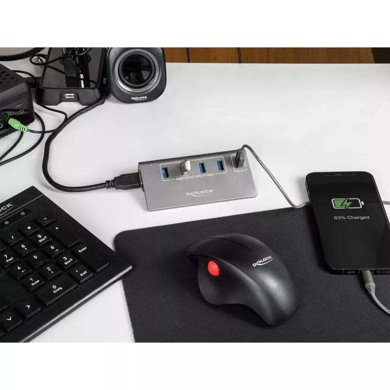 DeLOCK USB Hub 10 Gbps 4 porty Type-A 1 port szybkiego ładowania