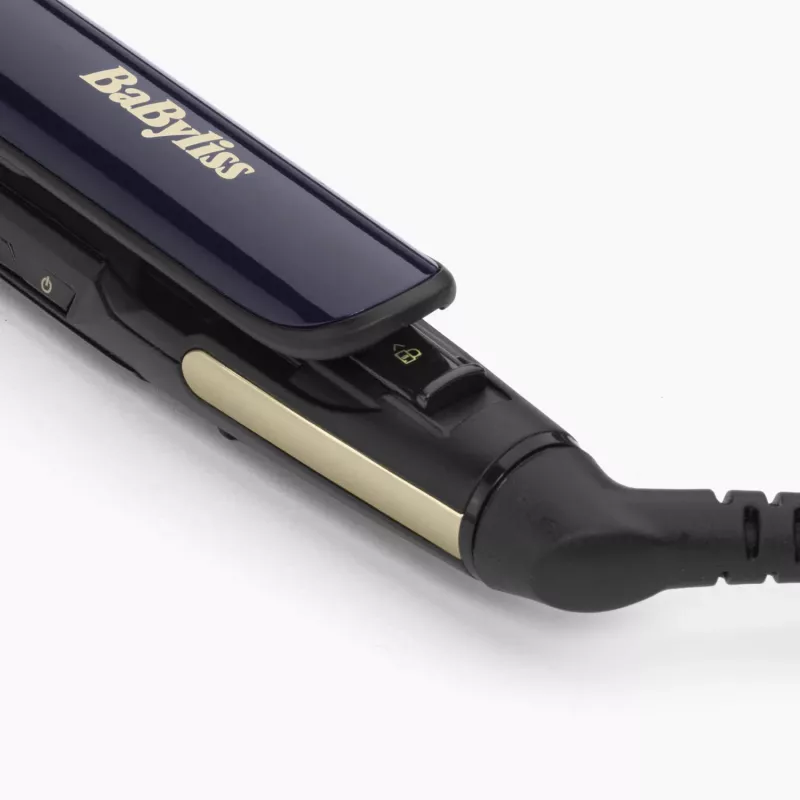 Prostownica do włosów BABYLISS ST484E — Płytki ceramiczne, technologia Warm, 230V, przewód 3,3 m, czarno-złota