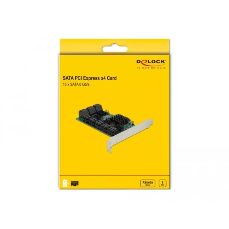 Karta DeLOCK 16 portów SATA PCI Express x4 6 Gbit/s zielono-szara