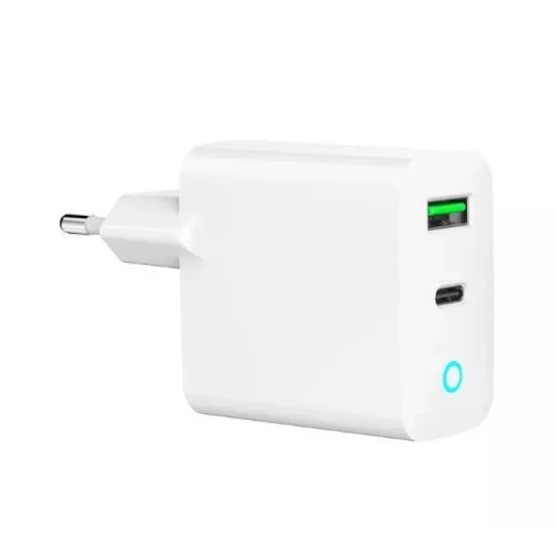 Alimentator Retea 220V GEMBIRD, Uniwersalny, 1 X USB Type-C D 20W, 1 X USB-a 3.0 QC 18W, Wskaźnik LED, Biały