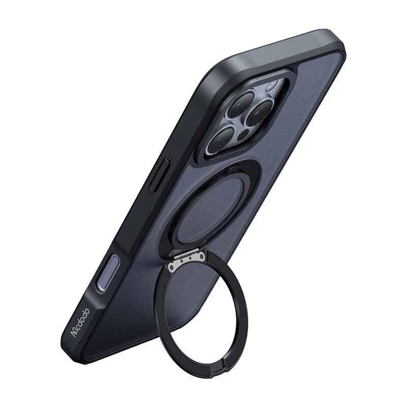Etui ochronne Mcdodo PC-4932 do iPhone 16 Pro z wbudowaną podstawką, czarne