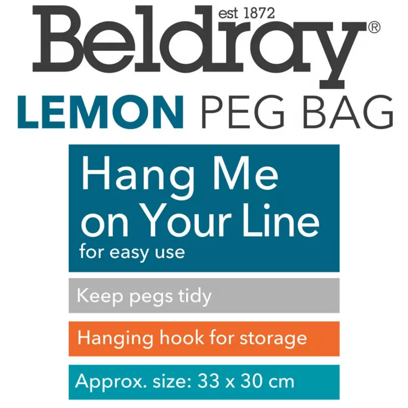 Beldray Peg Bag LA032005LEMFEU7 Lemon Print – wiszący worek na klamerki do prania