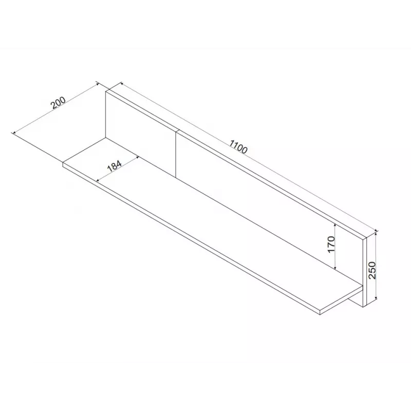 Półka wisząca Cama Meble MERCI 110x20x25 cm, do montażu na ścianie, płyta wiórowa, czarny/dąb rzemieślniczy