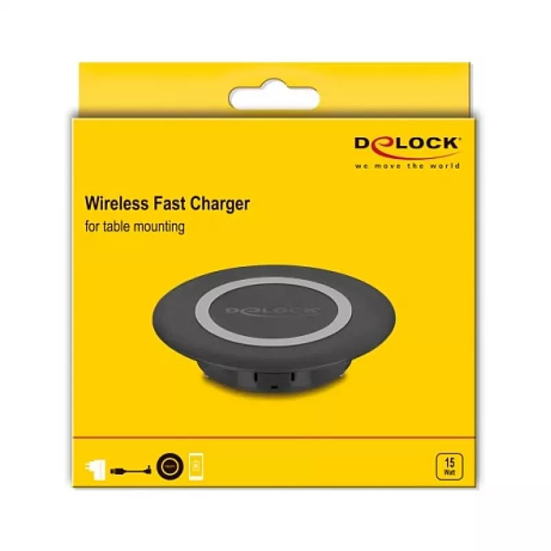 Ładowarka wewnętrzna DeLOCK 66284 Smartfon Czarna USB Bezprzewodowa