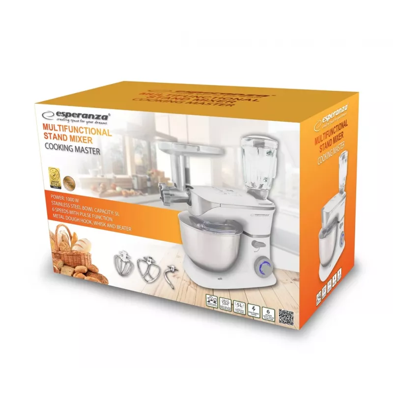 Robot kuchenny Esperanza EKM025 1000 W 5 L Stal nierdzewna Biały