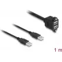 DeLOCK Kabel USB 2.0 2 x USB Typ-A męski na 2 x USB Typ-A żeński 1 m czarny