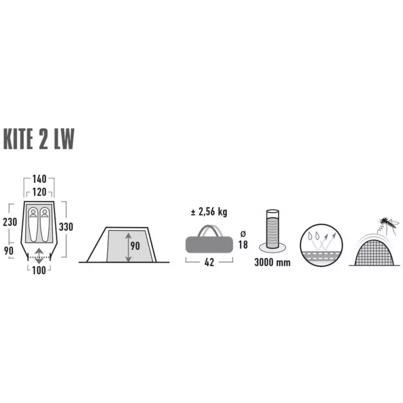 High Peak Kite 2 Extra lekki namiot kopułowy 2-osobowy zielony, czerwony