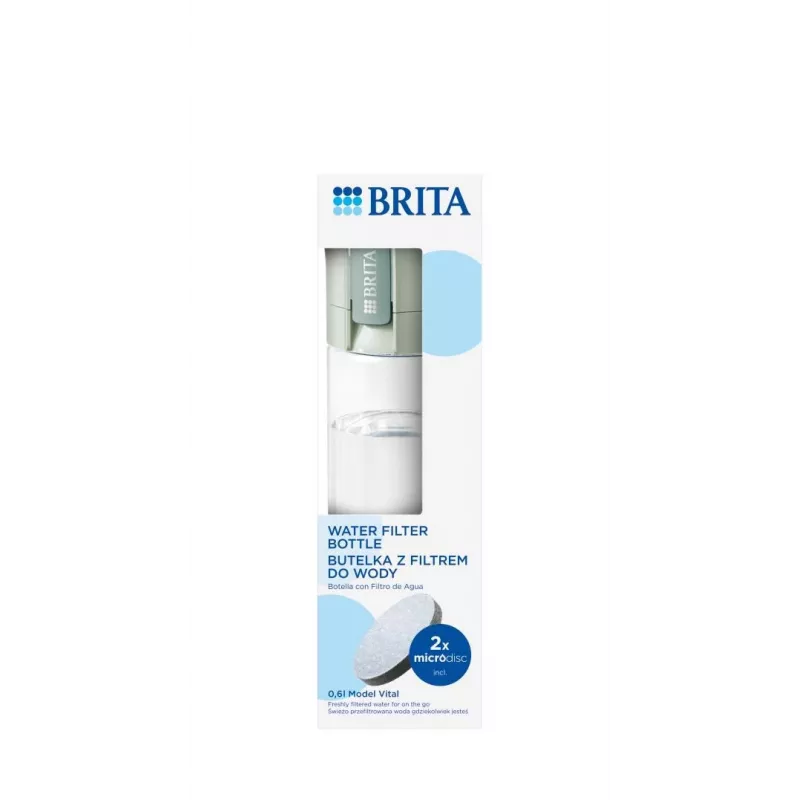 Butelka na wodę wielokrotnego użytku BRITA Fill&Go Vital 600 ml z wbudowanym filtrem MicroDisc, zielona
