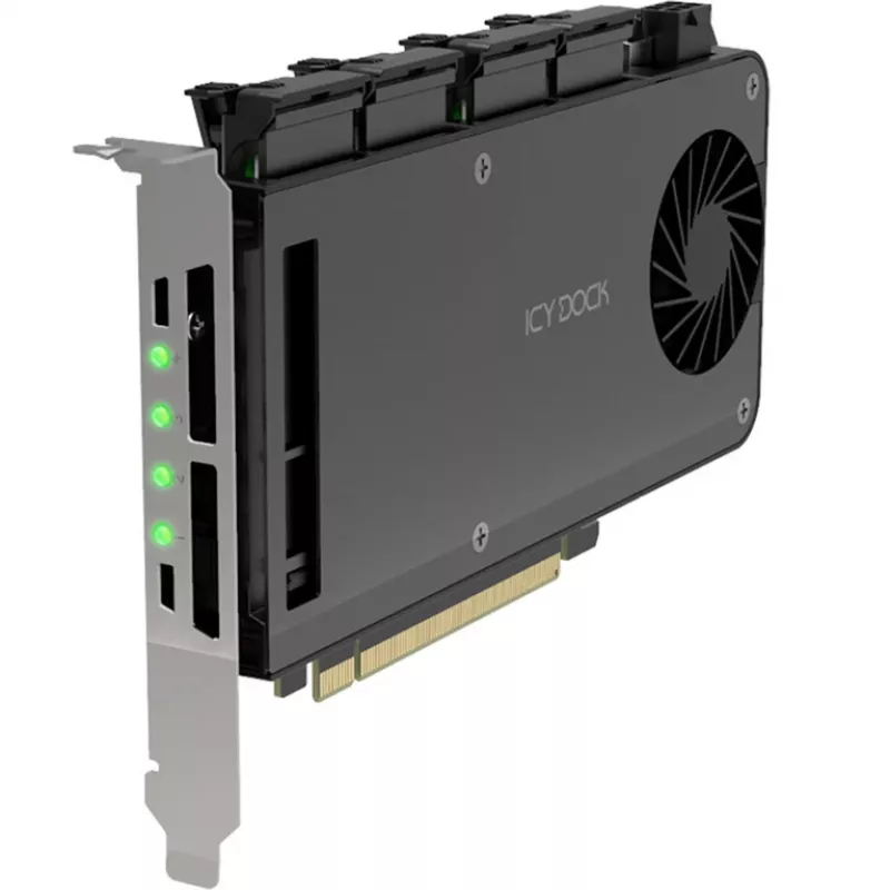 Karta adaptera 4 x M.2 NVMe SSD do kieszeni mobilnej, icy dock MB204MP-B