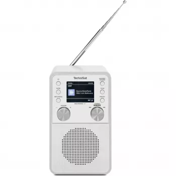 Radio cyfrowe TECHNISAT DigitRadio 317 biały — odbiór FM i DAB+, kompaktowa konstrukcja stołowa