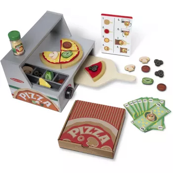 Akcesorium do kuchni do zabawy Spin Master Melissa & Doug Top & Bake Pizza Counter, zestaw do zabawy w pizzę