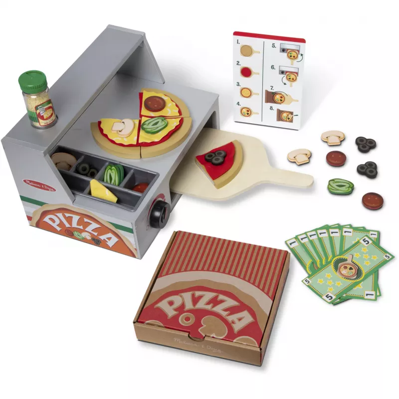 Akcesorium do kuchni do zabawy Spin Master Melissa & Doug Top & Bake Pizza Counter, zestaw do zabawy w pizzę