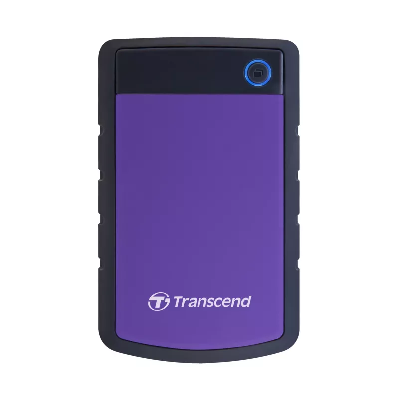 StoreJet 25H2 2.5 inch portable HDD 2TBUSB 3.0 Shockproof with Dark grey silicon cover and purple cover one touch Auto-Backup button