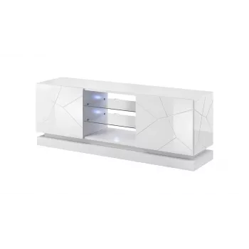 TV cabinet cama meble QIU 160 — MDF biały gloss, 1600×420×570 mm
