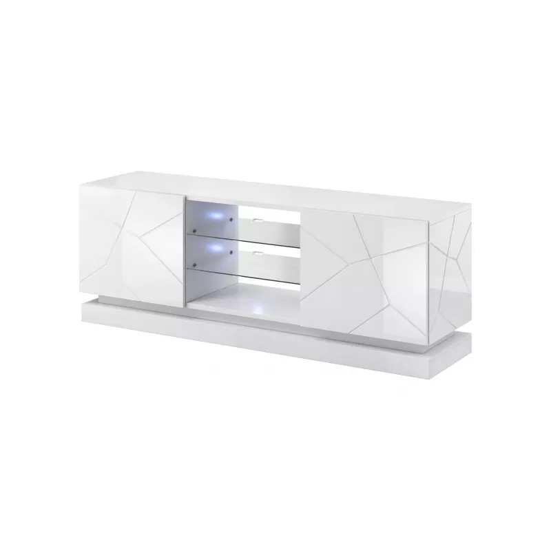TV cabinet cama meble QIU 160 — MDF biały gloss, 1600×420×570 mm