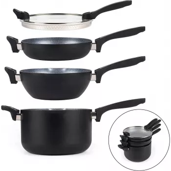Zestaw naczyń kuchennych Russell Hobbs RH01840EU7 — 4-częściowy, kompaktowy, metaliczny marmur