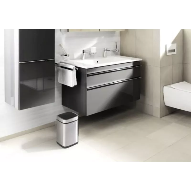 Kosz na śmieci Durable NO TOUCH 6 l prostokątny stal nierdzewna srebrny czarny