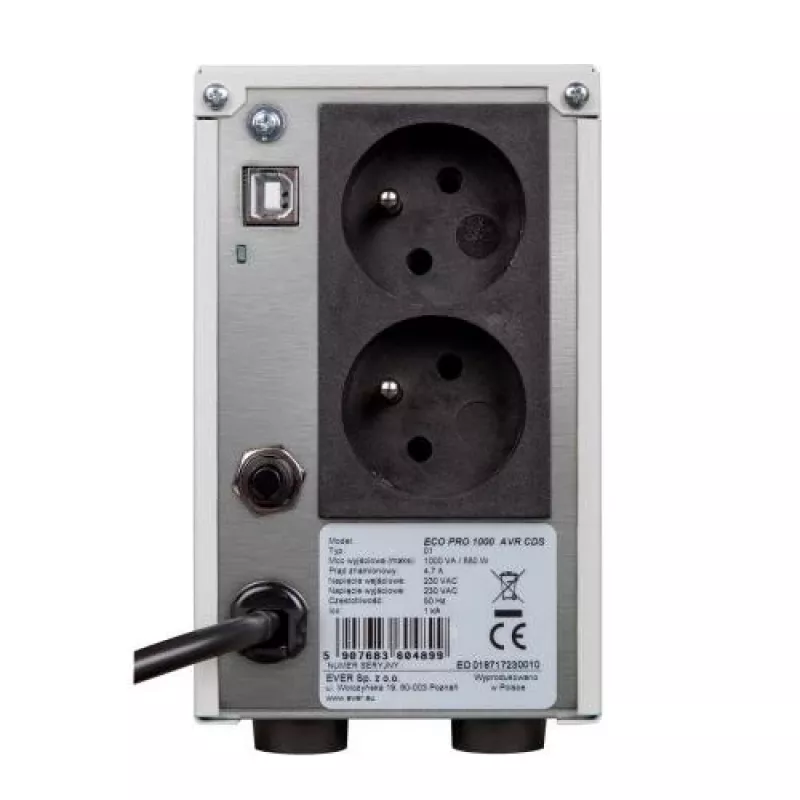 Ever ECO PRO 1200 AVR CDS UPS 1.2 kVA 780 W 2 gniazda AC