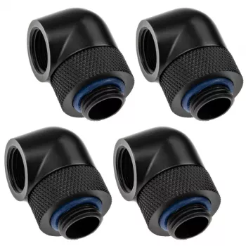 Adapter 90° G1/4 cala męski na G1/4 cala żeński obrotowy, XSPC, czarny, opakowanie 4 szt.