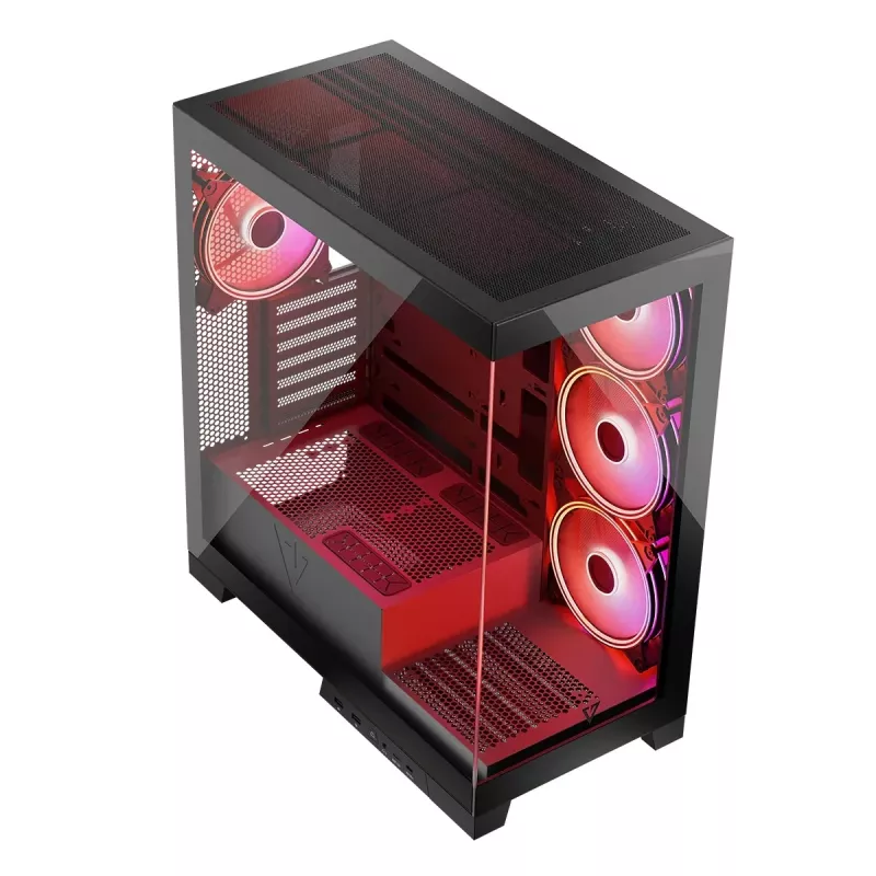 Obudowa PC MODECOM Volcano SPACE APEX ARGB Midi Tower, hartowane szkło, USB-C, obsługa ATX/microATX/Mini-ITX, GPU do 430 mm, chłodzenie CPU do 180 mm
