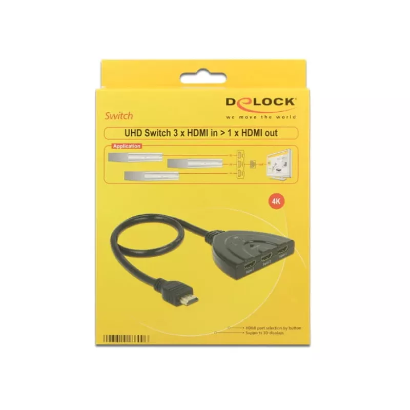 Delock HDMI UHD Switch 3 x HDMI in > 1 x HDMI out 4K - Video/Audio-Schalter - 3 x HDMI - Desktop