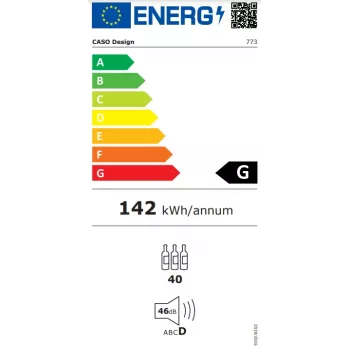 Caso | Chłodziarka do wina | WineChef Pro 40 | Klasa efektywności energetycznej G | Gablotowa | Wolnostojąca | Pojemność 40 butelek | Rodzaj chłodzenia Technologia sprężarkowa | Czarny