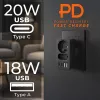 Rozgałęźnik zasilania MACLEAN MCE249 F/B — 2 gniazda AC (16A + 6A) z 2×USB-A i 2×USB-C PD 20W, wtyk EU, czarny