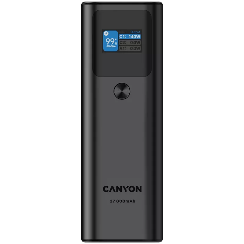 Canyon PB-2010 - Powerbank - Li-Pol - 27.000 mAh - Wyświetlacz cyfrowy - 2xUSB-C + 1xUSB-A - Power