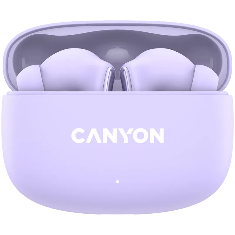 Słuchawki Canyon TWS-9 CNS-TWS9P – True Wireless – Bluetooth 5.4 – dokanałowe – 6h + 30h czasu pracy – etui ładujące USB-C – sterowanie dotykowe – liliowy