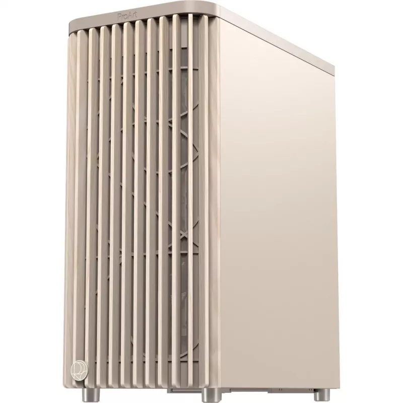 Obudowa PC ASUS PROART PA401 WOOD TG PWM BEŻOWA — ATX, 503×225×412 mm, 2×3,5 cala/2×2,5 cala, GPU do 315 mm
