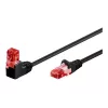 Goobay CAT 6 Kabel krosowy 1x kąt 90°, U/UTP, Czarny, 1 m - zatrzask na górze, mieszanka CCA (51515)