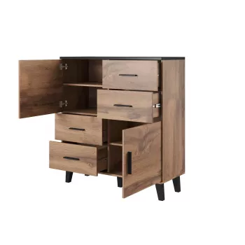 Cama sideboard LOTTA 110 2D4S wotan oak/mat Czarny