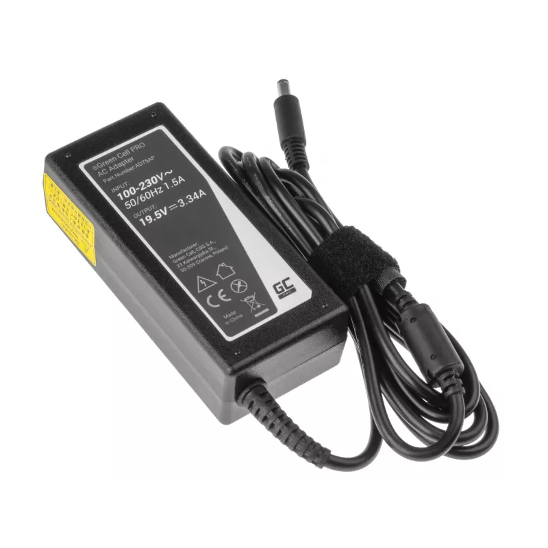 Zasilacz zielony Cell AD75AP 65W 19.5V 3.34A do laptopów Dell, wewnętrzny, czarny