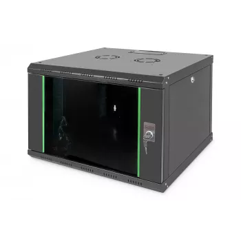 Profesjonalna obudowa ścienna serii Unique - 600x600 mm (SxG), szafa IT czarna, 7 jednostek wysokości