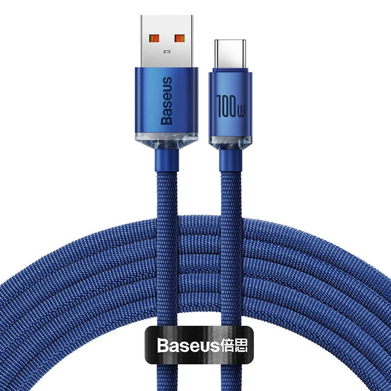 Kabel Baseus Crystal Shine USB na USB-C, 100W, 2m (niebieski)